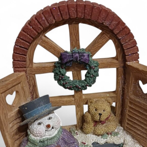 Rare 2001 'Christmas Stuffins' Snowman & Teddy Votive Candle Holder  Liv Canada - Picture 7 of 9